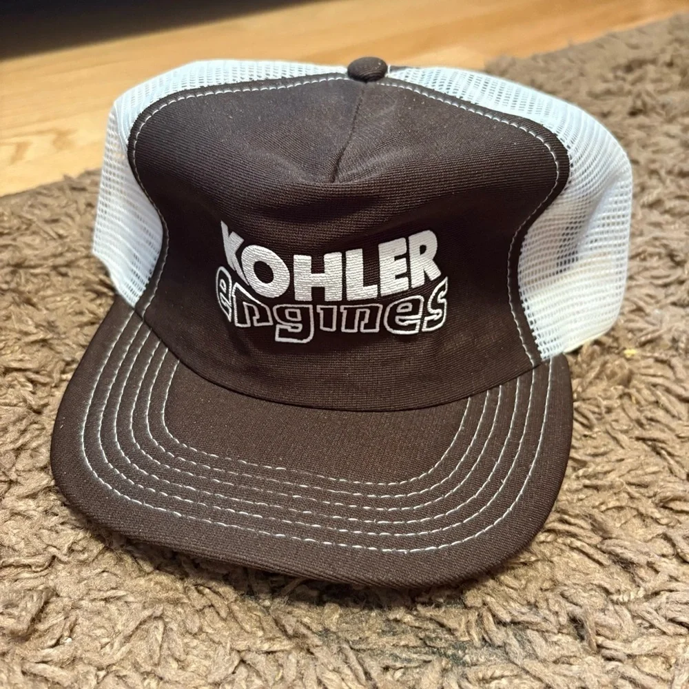 Vintage Kohler Engines Brown Mesh Back Trucker Hat 90s SnapBack